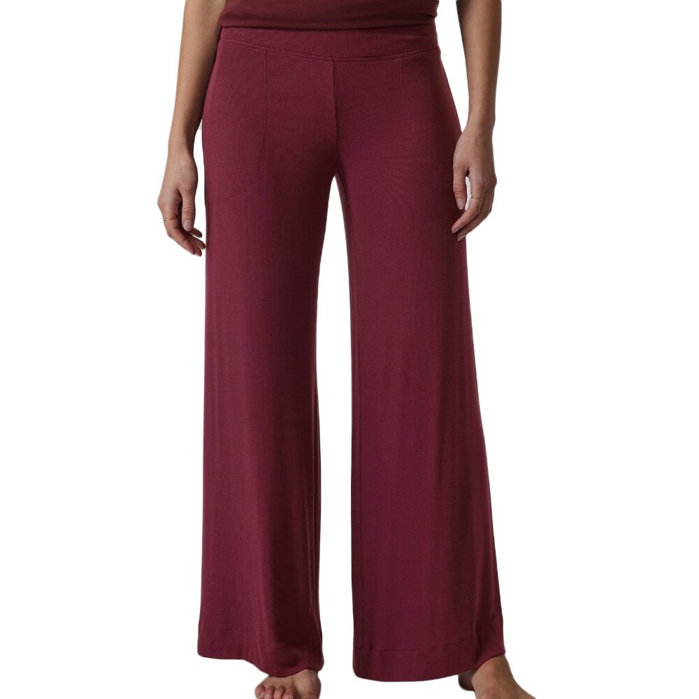 ATHLETA Well Rested Modal Blend Stretchy Rib Sleepwear Burgundy Pants - Medium